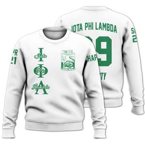 Sudadera Universitaria Personalizada Iota Phi Lambda, Blanca, con Escudo de la Hermandad Griega, Sudadera con Capucha Personalizada para Mujer - Product Image 3