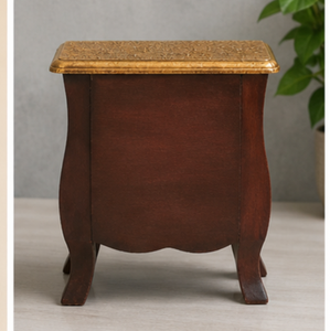 Mesa de Noche de Madera para Esquina de Cama, Elegante y Estilosa, Accesorio de Dormitorio de Estilo Antiguo, Mueble Artesanal Duradero con 2 Cajones, Montaje en el Suelo - Product Image 3