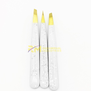 RMI Gold Plasma Tip And Glitter Coated Color Angle And Pointed Tweezer Set Stainless Steel - Product Image 1