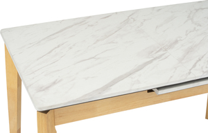 Modern High Pressure <b>Laminated</b> Marble Top 4/6 Seaters Extendable Dining Table and Sturdy Solid Wood Legs for Home - Product Image 3