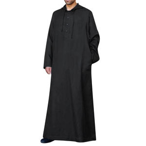 Abaya Modesta de Algodón, Ropa Musulmana de Manga Larga, Jubba Saudí, Caftán Árabe, Thobe, Vestido Largo para Hombre, Todas las Temporadas - Product Image 3