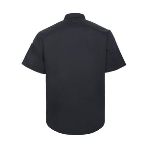 Chaqueta de Chef Profesional de Manga Corta, Lona Azul Oscuro con Ribete Rojo, Cierre de Botones, Uniforme de Cocina Unisex para Restaurante y Bar - Product Image 6
