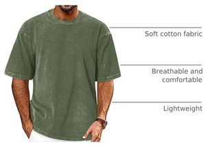 Custom Acid Wash T <b>Shirts</b> <b>Men</b> Wholesale Slim Fit Short Sleeve 220g Eco-Friendly <b>Silk</b> Screen Printed Cotton Vintage Streetwear - Product Image 4