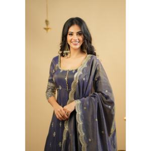 Robe Anarkali de créateur pour femmes-Lehenga et Dupatta pour les ensembles de costumes de fête - Product Image 5