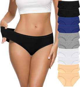 Calm Touch <b>Womens</b> Low-Rise Knitted Underwear <b>Panties</b> Breathable Cotton Soft Texture Flexible Stretch Balanced Waist Full - Product Image 1