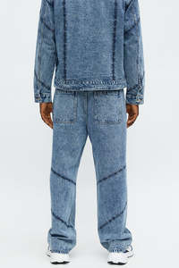 Vaqueros anchos de mezclilla para hombre, estilo streetwear, corte holgado, lavado a la piedra, con parches, cintura media, tela de algodón, para otoño - Product Image 3