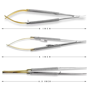 ชุดเครื่องมือผ่าตัดมือ 3 ชิ้น ประกอบด้วย กรรไกรผ่าตัดขนาดเล็กแบบคาสโตรวีเอโฮ ที่จับเข็ม และคีมจับอุปกรณ์ผ่าตัดขนาดเล็ก - Product Image 1