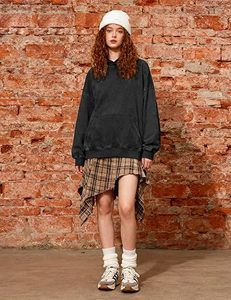 Sweat à capuche tendance délavé en coton, coupe oversize, style streetwear urbain - Product Image 5