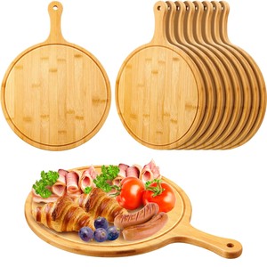 Planche à découper ronde en bambou avec poignée - Essentiel de cuisine écologique en gros - Product Image 3