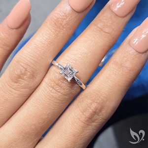 IGI Certified 1CT Asscher Cut Lab Grown Diamond Solitaire Ring 10K White Gold <b>Step</b> Cut Engagement Ring - Product Image 5