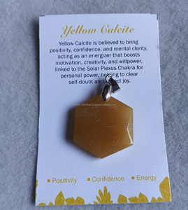 Collier Pendentif Étoile de David en Calcite Jaune Naturelle Gravée, Forme Hexagonale, Bijou Souvenir Antique, Vente en Gros - Product Image 1