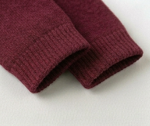 Chaussettes ras du cou pour femmes, couleur bordeaux unie, tricotées, respirantes, pour usage quotidien, longueur standard, automne - Product Image 6