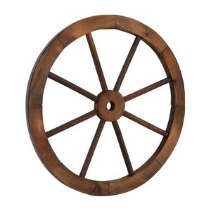 Set di 2 Ruote di Carro in Legno Stile Western Antico da 24 Pollici, Decorazione da Parete per Giardino, Colore Marrone - Product Image 5