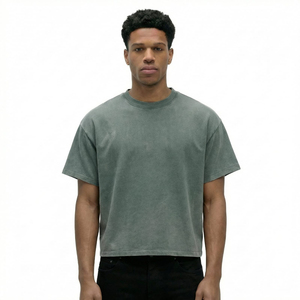Custom Oversized Short Sleeve T-Shirt <b>Men's</b> Street Style Dripping Print Jersey Cotton O-Neck Front Logo - Product Image 6