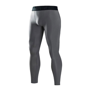 Leggings de compression pleine longueur pour hommes, gris uni, en spandex et nylon, taille élastique - Product Image 3