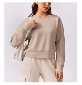 Sudadera de Algodón para Mujer, de Manga Larga, Cuello Redondo, Hombros Caídos, Color Sólido, Cómoda y Casual, de Lujo, Precio al por Mayor, de Bangladesh - Product Image 3