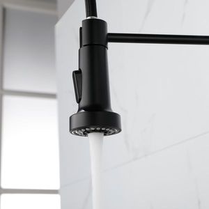 Rubinetto da Cucina Commerciale Monocomando con Doccetta Estraibile, in Ottone Massiccio, Finitura Nero Opaco - Product Image 4