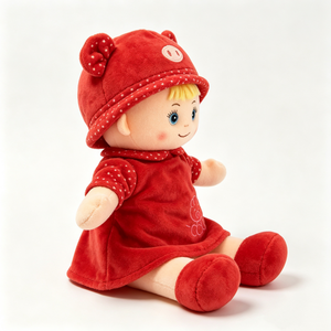 customized Baby Doll Plush with Red Pig Outfit, Polka Dot Pig Hat <b>Stuffed</b> Rag Doll, Cute Kids <b>Soft</b> Companion Doll - Product Image 3