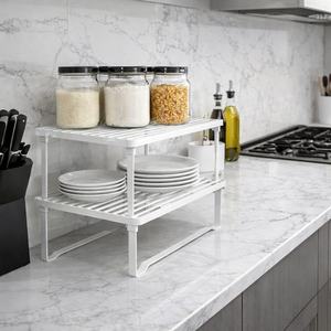 Double Tier Storage <b>Rack</b> For Kitchen Countertop Minimalist Design Standing Type Durable Durable standing <b>shelf</b> - Product Image 1