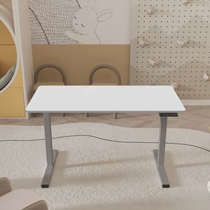 โต๊ะทำงานไฟฟ้าปรับระดับได้ ขนาด 48 x 24 นิ้ว สำหรับใช้ในบ้าน/สำนักงาน  โครงสีเทา เหมาะสำหรับโรงเรียน - Product Image 1