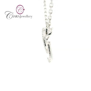 18K oro blanco sólido letra inicial 'G' Real Natural diamante encanto colgante-regalo de moda - Product Image 2