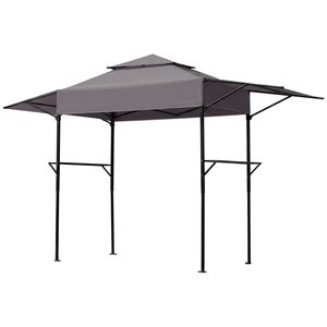 Gazebo Elegante con Doppio Tetto 3.3x12.5FT, Grigio Scuro, in Poliestere, con Tende Laterali Regolabili, Verniciato a Polvere Nera, Pieghevole - Product Image 3