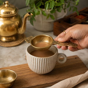 Brass Loose Leaf <b>Tea</b> Strainer Fine Mesh <b>Tea</b> <b>Infuser</b> Filter Reusable <b>Tea</b> Brewing Strainer for Teapot Kitchen Accessories - Product Image 2