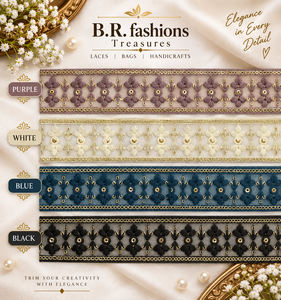B.R. Fashions Treasures Embroidered Lace Trim Diamond Pattern Beaded <b>Sequin</b> Handmade Elegant 2 To 2 7/8 Inch For Bags - Product Image 3