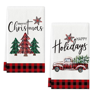 Serviettes en coton personnalisées pour Noël, vente en gros, logo imprimé sur mesure, ensemble cadeau, serviettes de bain et de cuisine, OEM, faible MOQ, Inde - Product Image 6