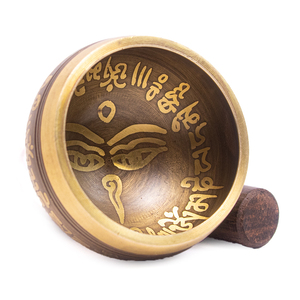 Cuenco Tibetano de 5CM con Ojos de Buda, de Bronce, Grabado en Oro, Hecho a Mano, para Sanación Sonora, con Om Mani - Product Image 2