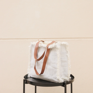 Sac fourre-tout pour femme en coton perlé fait main avec fermeture ouverte et broderie par Whimsy Art Craft - Product Image 3