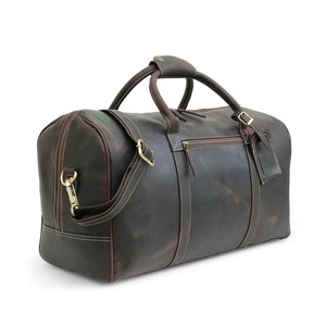 Bolsa de Viaje de Cuero Genuino, Estilo Retro, para Fin de Semana, para Hombre y Mujer, Gran Capacidad, Portátil, Ligera, Equipaje de Cabina - Product Image 1