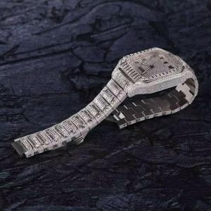 Luxury Men's Stainless Steel Diamond <b>Watch</b> Rectangle <b>Case</b> Analog Quartz Movement Roman Numeral Dial Deployment Clasp 39mm - Product Image 3