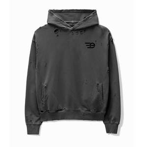 Sudaderas con Capucha para Hombre, Estilo Desgastado, Casual, Manga Larga, con Cordón, Corte Holgado, Moda Urbana - Product Image 1