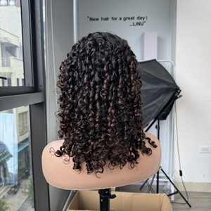 วิกผมแท้ปลายสีน้ำตาลพร้อมฝาปิดแบบมีลูกไม้ด้านหน้า4x4 - Product Image 1