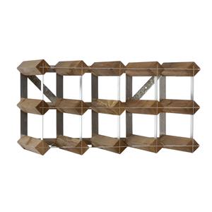 Système de rangement pour bouteilles de vin en bois de chêne foncé rustique et métal, style industriel, acier galvanisé et bois. - Product Image 5