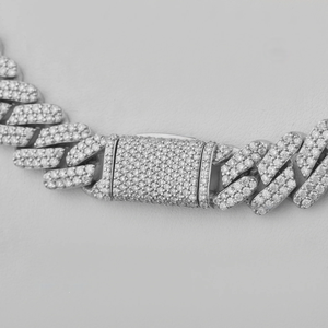 Customized Hip-hop Style 12mm Width 22 Inch Length IGI Certified Diamond 925 Solid <b>Silver</b> Cuban Chain <b>for</b> Unisex Party - Product Image 4