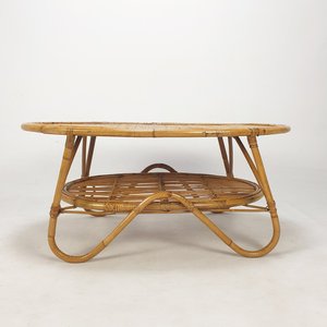 Mesa de centro ovalada de ratán, versátil para decoración y almacenamiento, mesas auxiliares artesanales para sofá y cama - Product Image 4