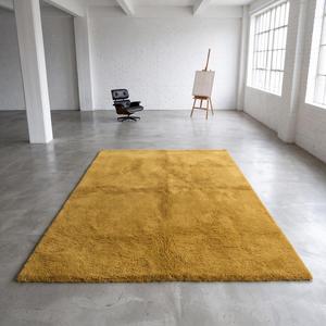 Alfombra de Lana Premium Color Amarillo Mostaza, Tejida a Mano, Textura Suave, para Sala de Estar, Dormitorio, Decoración del Hogar - Product Image 1