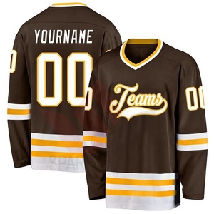 Men's Orange White Ice Hockey Jersey V-Neck Full Sleeve Sublimated Moisture Wicking Team Apparel 100% Polyester Front 3D Pattern - Product Image 5