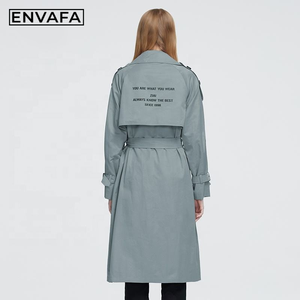 Gabardina de Alta Calidad para Mujer, Chaqueta Cortavientos con Cinturón, Gabardina Larga de Primavera, Venta al Por Mayor - Product Image 2