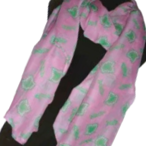 AKA Gauze Scarf <b>Pink</b> & Green Lightweight Fashion <b>Wrap</b> with Allover Crest Print Soft Sorority Shawl for Women Accessory - Product Image 6