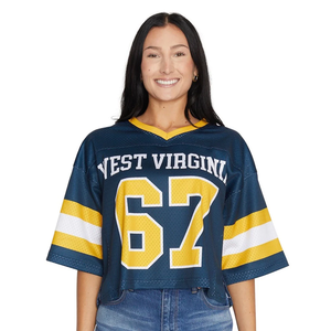 Camiseta deportiva retro personalizada de secado rápido con cuello en V y estampado, estilo oversize y boxy para mujer y niña, camiseta corta de baloncesto y fútbol de malla. - Product Image 3
