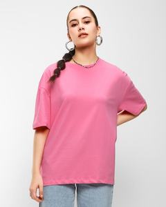 เสื้อยืดผู้หญิงไซส์ใหญ่แบบขายส่ง ทรงหลวมไหล่ตก แฟชั่นอินเทรนด์ ผ้าฝ้าย 100% แขนสั้น โอเวอร์ไซส์ เป็นมิตรกับสิ่งแวดล้อม เสื้อยืดฤดูร้อน รับผลิตแบบ OEM ODM - Product Image 1