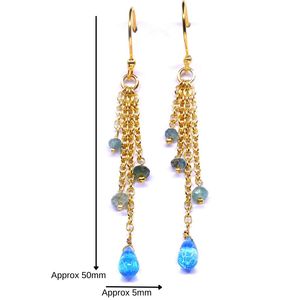 Boucles d'oreilles pendantes plaquées or pour femmes, style bohème, goutte d'eau, cristal, strass, franges, bijoux de fête, boucles d'oreilles en alliage - Product Image 2