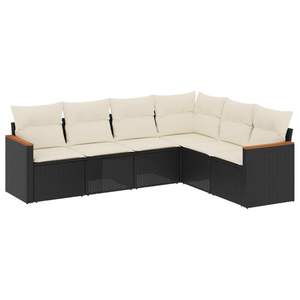 Ensemble de canapés de jardin modulaires en rotin PE blanc crème et noir, 6 pièces, Modaless - Product Image 2