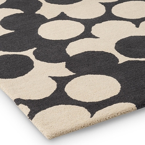 Alfombra Moderna Geométrica de Burbujas, Rectangular, con Patrón Blanco y Negro, Tejido Plano de Lana y Poliéster, para Sala de Estar, con Base Antideslizante de Goma - Product Image 3