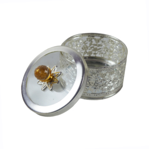 Set of 2 Shiny Brass Metal Storage Box <b>Lid</b> Knob Embossed Design Dry Fruits Container Candy Storage <b>Bins</b> Storage Containers - Product Image 6
