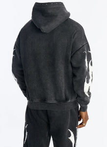 Sweat à capuche streetwear pour homme, personnalisé par le fabricant, avec patch brodé, effet délavé, appliqué, peint à la main, effet éclaboussures, fermeture éclair - Product Image 5