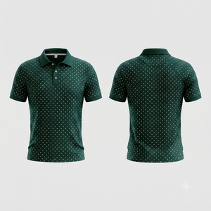 เสื้อโปโลชายสีเขียวลายจุด แขนสั้น สไตล์ลำลอง ผ้าออกซ์ฟอร์ด ระบายอากาศได้ดี ผ้าฝ้าย 100% - Product Image 1